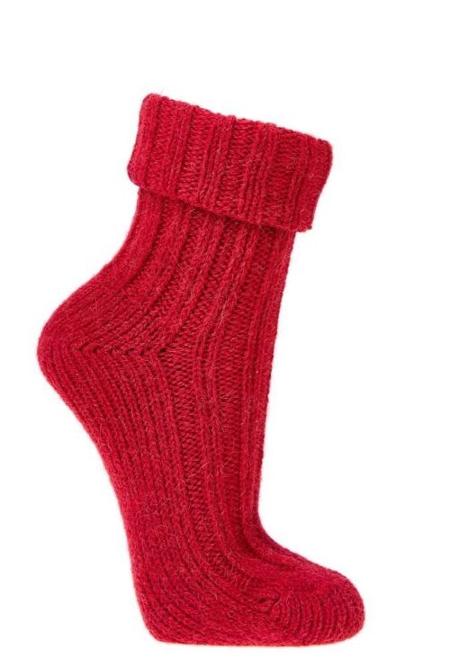 2 Paar Bunte Alpaka Socken "Color" - Red