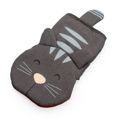 Kitchen mitt, Meow !, gray, polyester / silicone