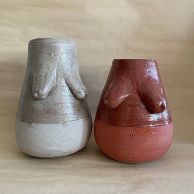 Ceramic Boobie Vases, vase, boob pot, boob planter, handmade, Wheel Thrown