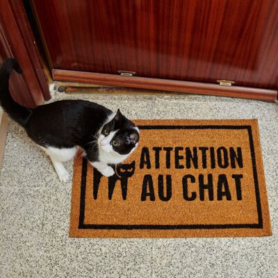 Paillasson original Attention au chat