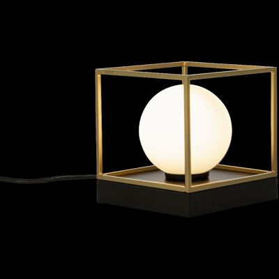 ASTRO table- / wall lamp small, black / gold / opal