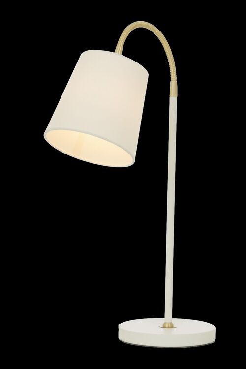 LJUSDAL table lamp, white/matt brass