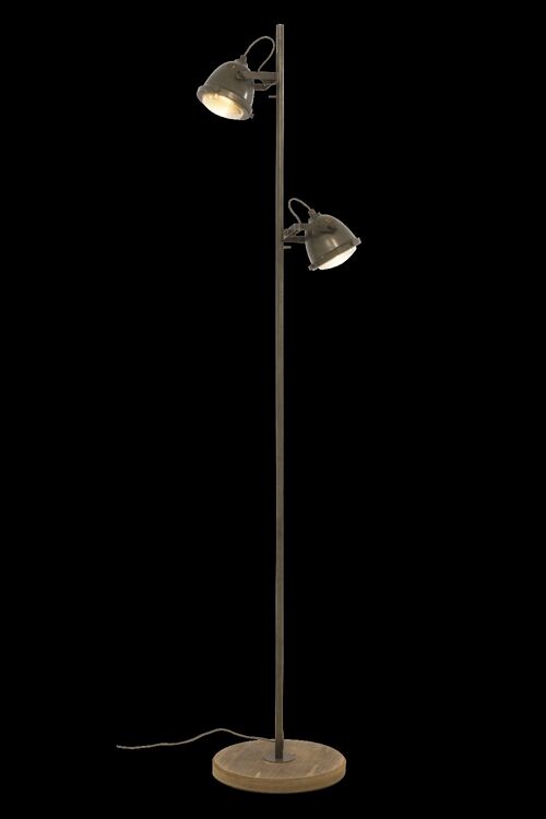 ALASKA floor lamp 2 lights, iron grey / wood