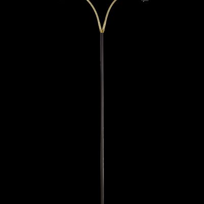 LJUSDAL floor lamp 2-arm, black / brass