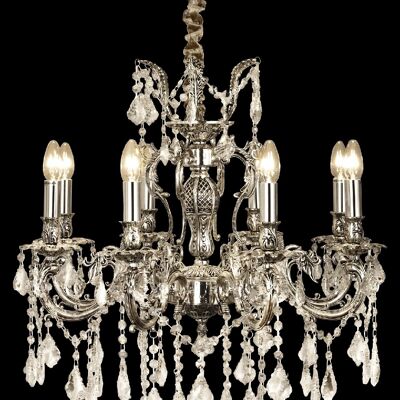 ALLINGTON chandelier 8-arm, antique silver