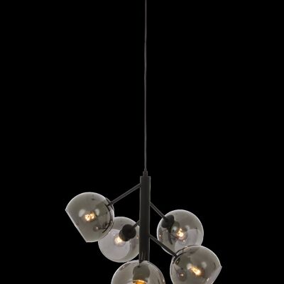 ATOM pendant lamp 5-arm, black/smoke