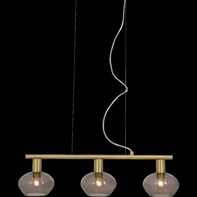 BELL pendant lamp 3-light, matt brass / smoke