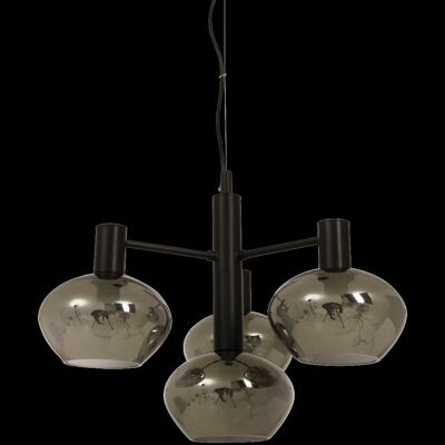 BELL pendant lamp 4-light, black/smoke