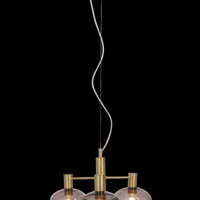 BELL pendant lamp 4-light, matt brass / smoke