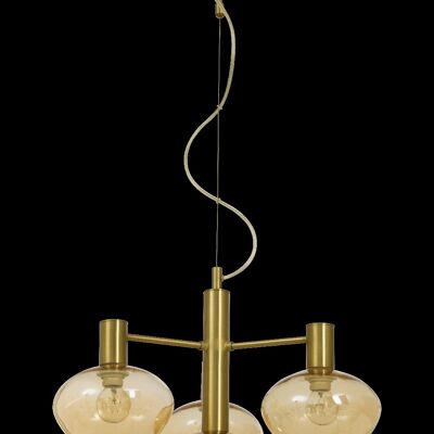 BELL suspension 4 lumières, laiton mat / ambre