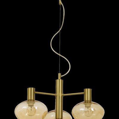 BELL pendant lamp 4-light, matt brass/amber