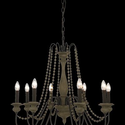 BRISSAC chandelier, black/antique wood