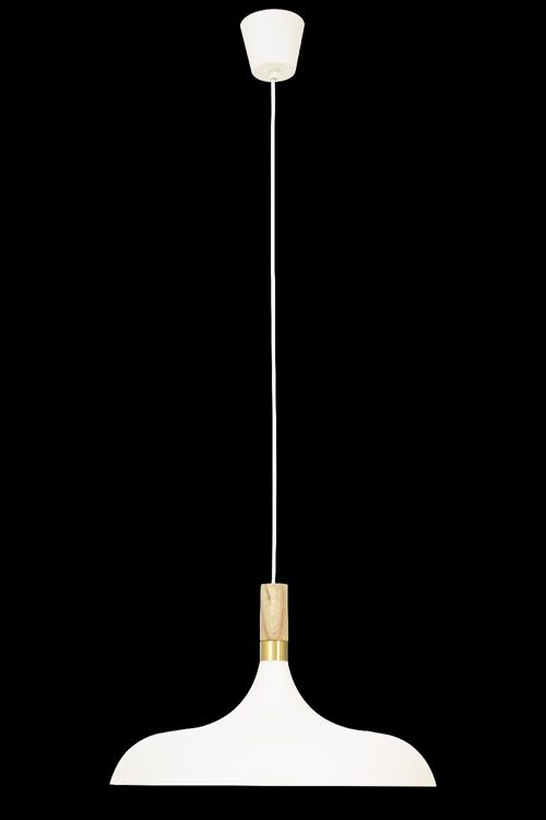 SENSE pendant lamp 42 cm, white/wood/matt brass