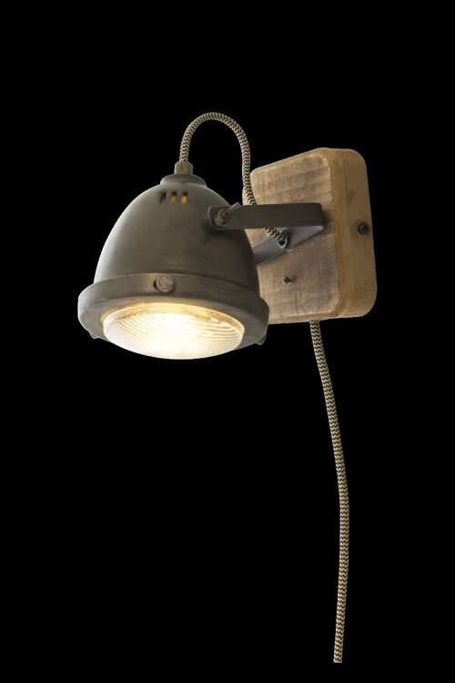 ALASKA wall lamp black, iron grey/wood