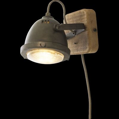 ALASKA wall lamp black, iron grey/wood