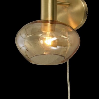 BELL wall lamp, matt brass/amber