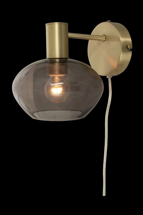 BELL wall lamp, matt brass/smoke
