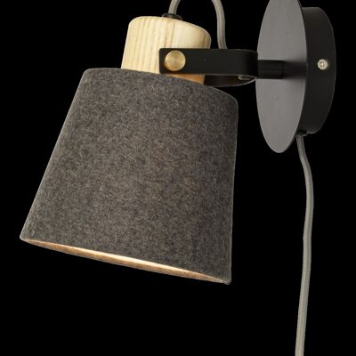 GEILO wall lamp, black/grey/wood