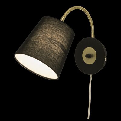 LJUSDAL wall lamp, black/matt brass