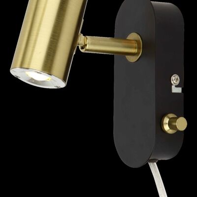 GUSTO 1-SPOT wall lamp, black/brass