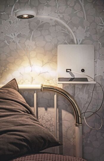 Lampe de lit ZET avec chargeur USB, blanc 2