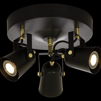 METZ ceiling spotlight 3-light plate, black