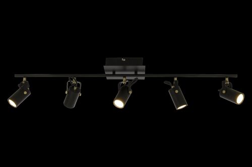 CILINDRO ceiling spotlight 5-light,black/matt bras