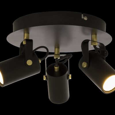 CILINDRO ceiling spotlight round, black/matt brass