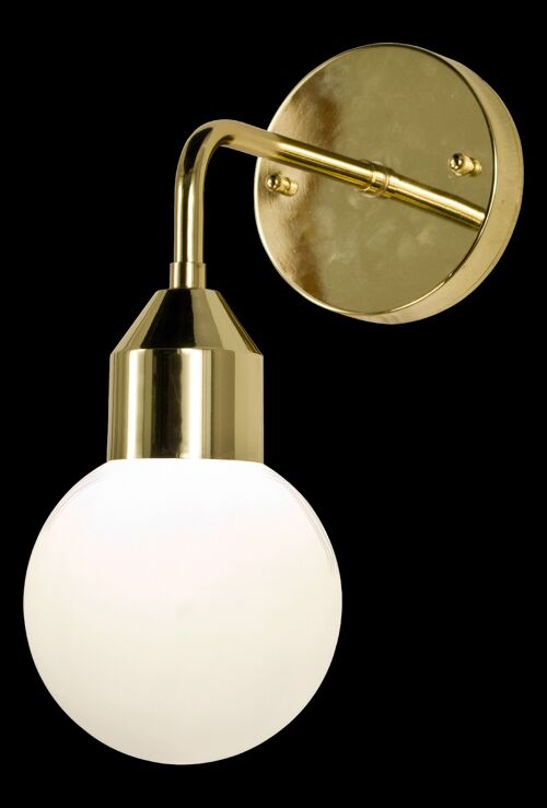FLORENS wall lamp bathroom, brass/opal