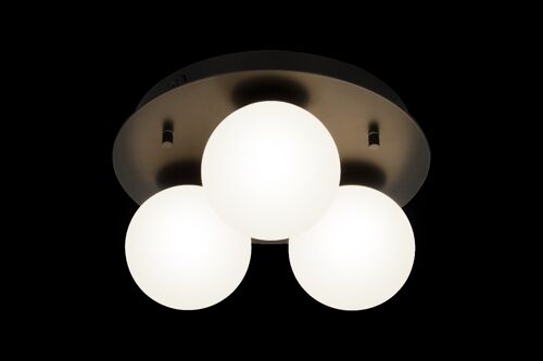 NICOSIA ceiling lamp 3-light, bathroom, black