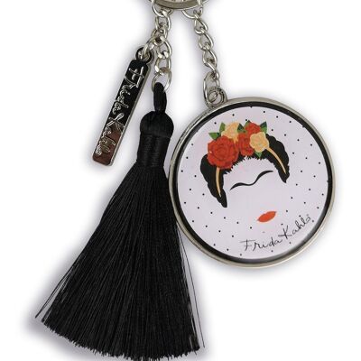 Porte-clés disque minimaliste Frida Kahlo