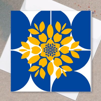 Carte de voeux, imprimés bleus - Azulejo numéro 1