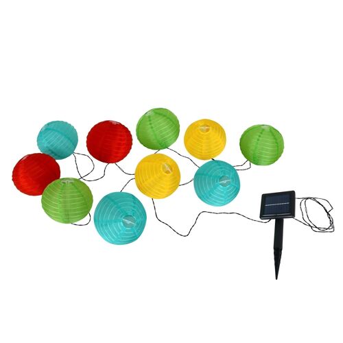 LED Japanballon-10er-Solar-Lichterkette bunt