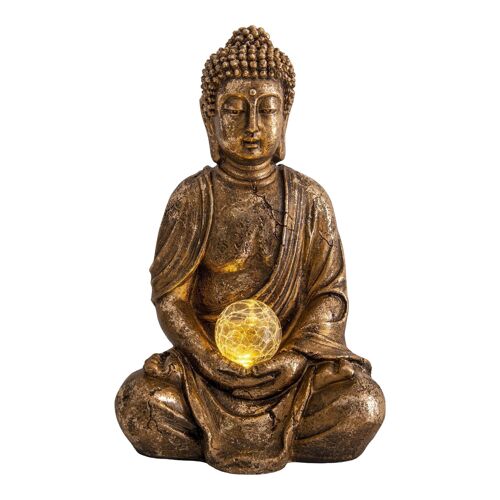 LED-Deko-Solarleuchte "Buddha" h: 30,5cm goldfarben