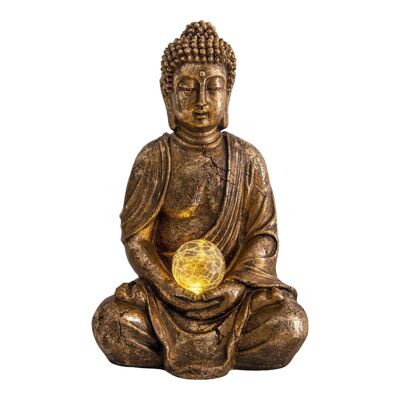 Luce solare decorativa a LED "Buddha" h: 30,5cm color oro