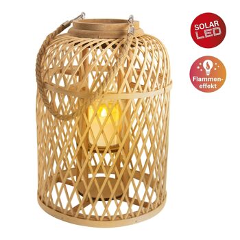 Luminaire décoratif "panier" naturel - h: 38cm avec bougie LED solaire 2