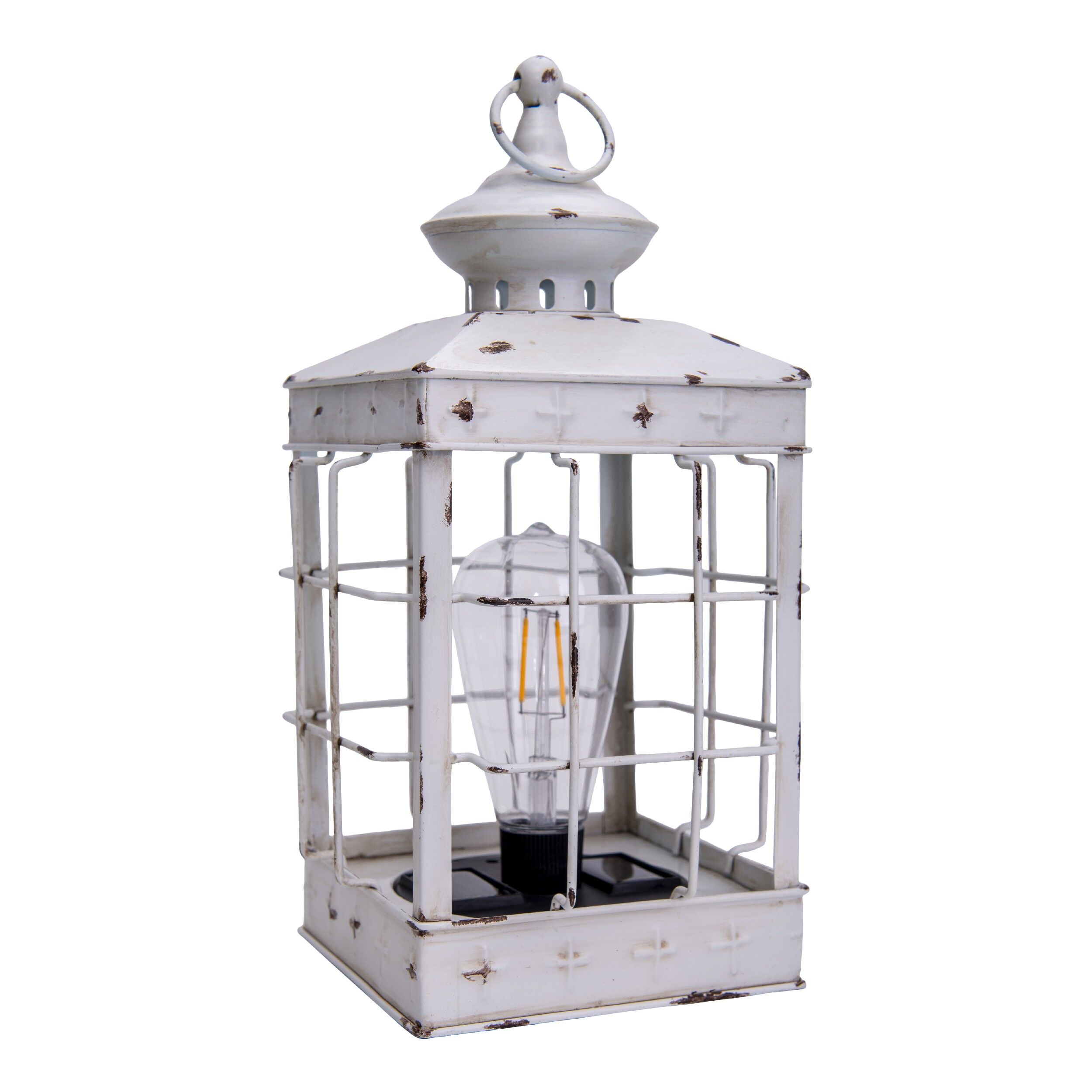 Buy wholesale LED decorative solar light lantern h: 31.5cm antique white