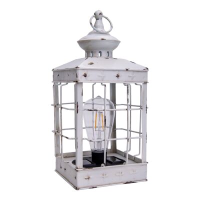 LED decorative solar light lantern h: 31.5cm antique white