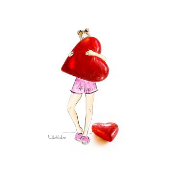 Coeur en chocolat rouge - carte avec noyau de couleur et enveloppe | 136 2