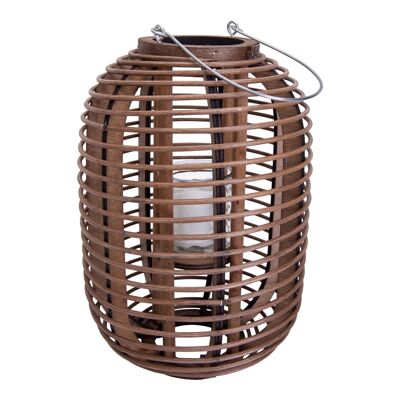 Decorative lamp "Basket" brown h: 32.5 cm incl. solar LED candle
