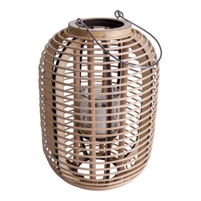 Decorative light "basket" natural h: 32.5 cm incl. solar LED candle