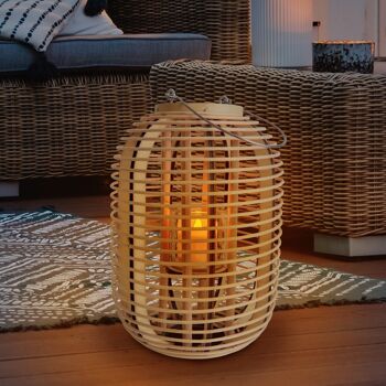Luminaire décoratif "panier" naturel h : 32,5 cm avec bougie LED solaire 6