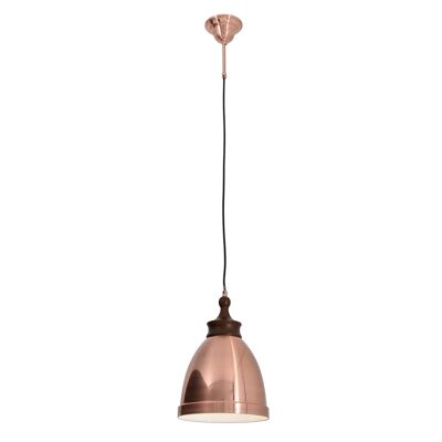 Metal pendant light "Copper" with wood look attachment