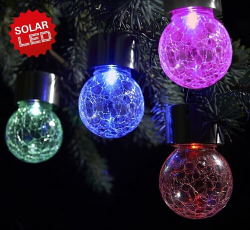 LED-Solarpendelleuchte h: 9,5cm "Crackle Ball"