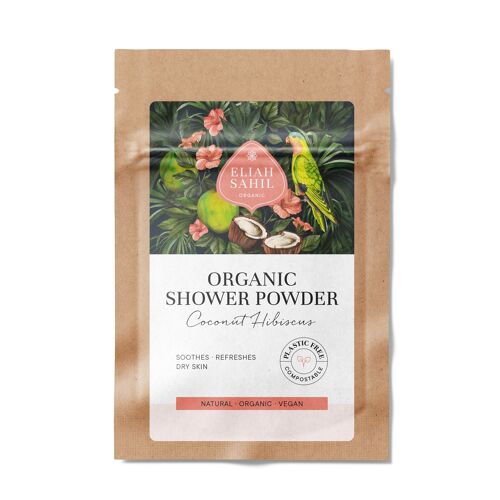 Organic Shower Powder Coconut Hibiscus Travel Size 10gr
