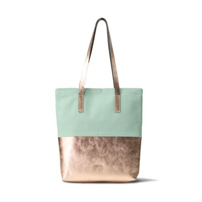 MIKA | GIADA | Tote Bag Menta | Pelle, tela di cotone