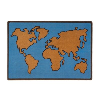 Fußmatte, Word Map, blau, Polyester, 45x65 cm.