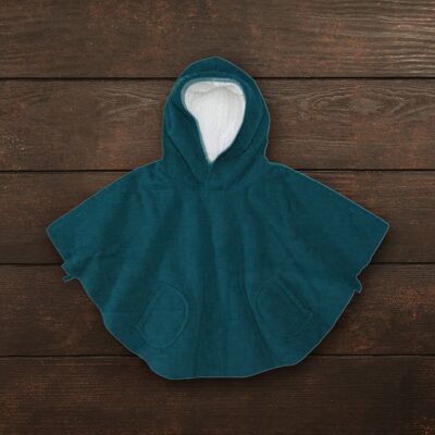 Poncho printemps/été couleurs unis UPF 50+ Bleu pétrole  Enfant :  18mois/5 ans