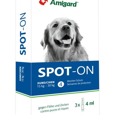 Amigard spot-on cani> scatola da 15 kg, 3 x 4 ml