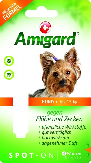 Amigard spot-on chiens <15 kg, carte simple 1 x 2 ml
